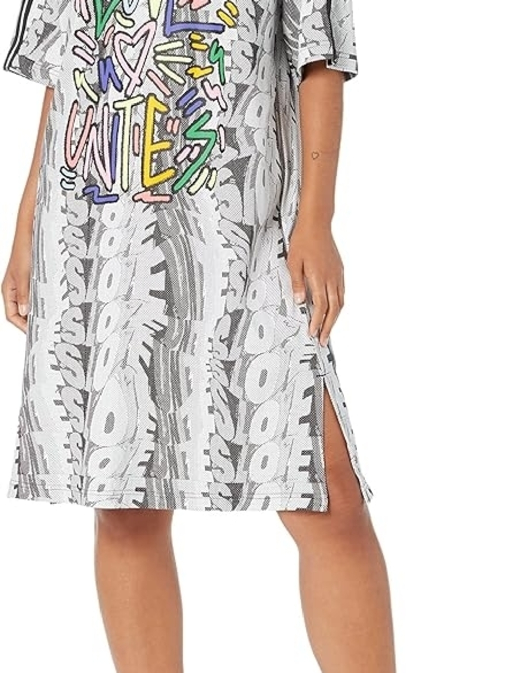 2x Adidas Originals "Love Unites" Doodle Print T-shirt dress - Picture 2 of 5